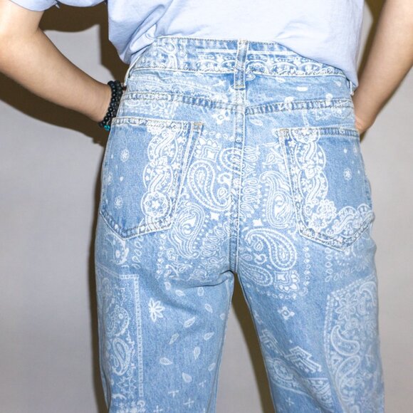 Eight Jeans Blue White Painted Size 27 - Picture 5 of 6